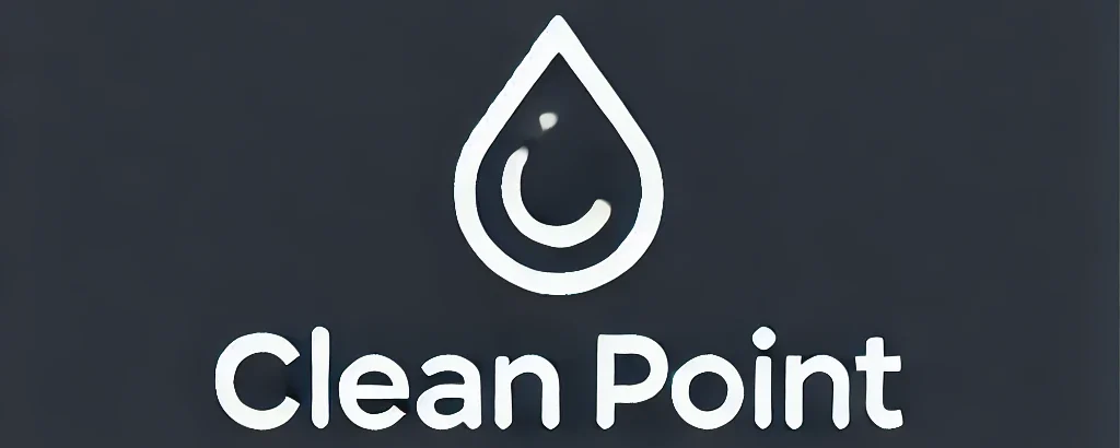 DALL·E 2025-03-22 19.58.34 - A minimalist logo design featuring a single drop of water and the text 'Clean Point' in white. The design should be sleek and modern, with no backgrou